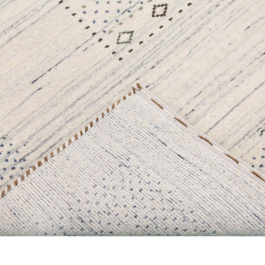 Center Pattern Natural Hand Loomed Wool Area Rug