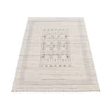 Center Pattern Natural Hand Loomed Wool Area Rug
