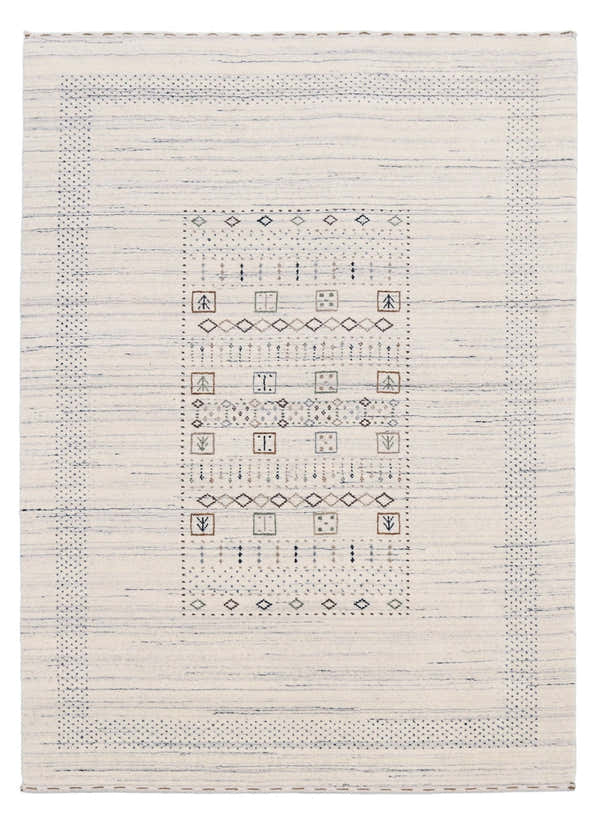 Center Pattern Natural Hand Loomed Wool Area Rug