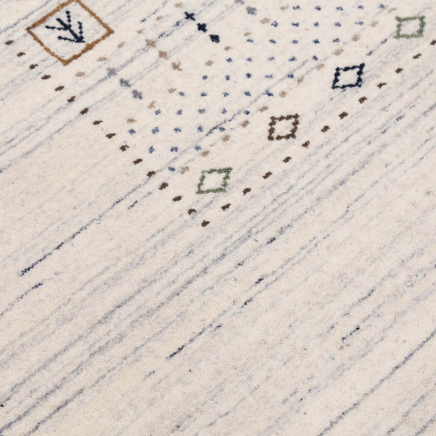 Center Pattern Natural Hand Loomed Wool Area Rug