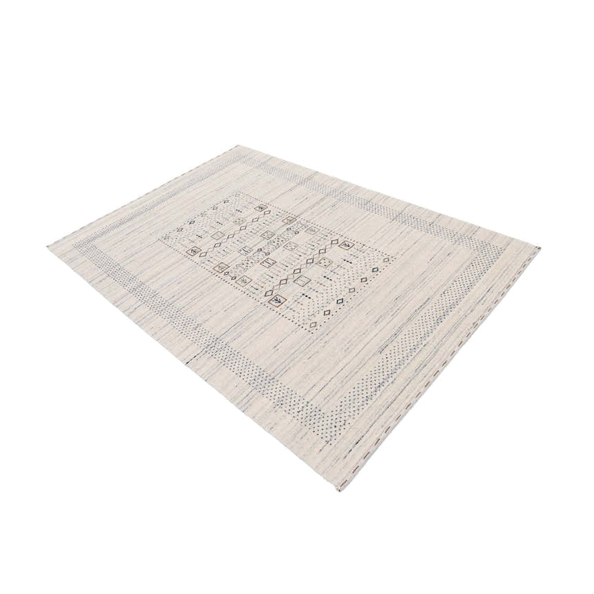 Center Pattern Natural Hand Loomed Wool Area Rug