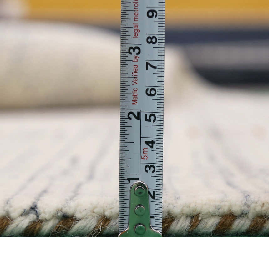 Center Pattern Natural Hand Loomed Wool Area Rug