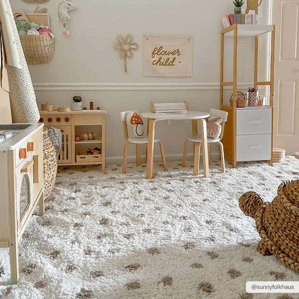 Sample Chaia Dotted Cream & Gray Plush Area Rug - Clearance