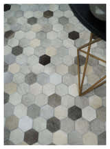 Cowhide Leather Patchwork Silver and Ivory Leather Modern Geometric Custom Made Rug