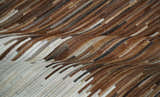 Modern Stripes Cowhide Leather Striped Tan Brown and Ivory Leather Multi Size Area Rug