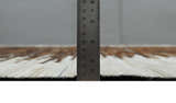 Modern Stripes Cowhide Leather Striped Tan Brown and Ivory Leather Multi Size Area Rug