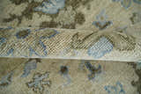 Custom Made Antique Style Beige and Blue Hand knotted Oushak wool Area Rug