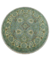 Custom Made Antique Style Green and Silver Hand knotted Traditional Oriental Oushak wool Area Rug