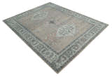 Custom Made Antique Style Peach, Ivory and Charcoal Hand knotted Traditional Wool Rug