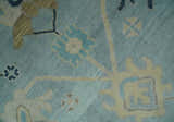 Custom Made Aqua, Ivory and Beige Hand knotted Oriental Oushak wool Area Rug