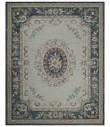 Custom Made Beige and Charcoal Aubusson French design Hand Tufted wool Area Rug