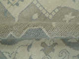 Custom Made Beige and Charcoal Traditional Heriz Medallion Hand Knotted wool Area Rug