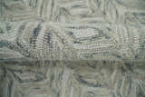 Custom Made Beige and Gray Leaf's Hand Tufted Modern Scandinavian Wool Loop Rug