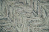 Custom Made Beige and Gray Leaf's Hand Tufted Modern Scandinavian Wool Loop Rug