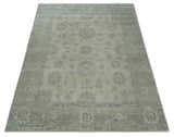 Custom Made Beige and Light Green Hand knotted Traditional Oushak Multi Size wool Area Rug
