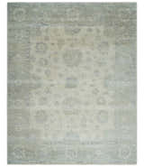 Custom Made Beige and Light Green Hand knotted Traditional Oushak Multi Size wool Area Rug