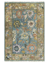 Custom Made Blue and Brown Colorful Multi Size Oushak wool Area Rug