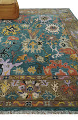 Custom Made Blue and Brown Colorful Multi Size Oushak wool Area Rug