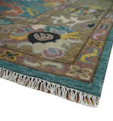 Custom Made Blue and Brown Colorful Multi Size Oushak wool Area Rug