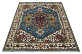 Custom Made Blue and Ivory Medallion Hand knotted Traditional wool Area Rug