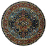 Custom Made Blue and Rust Hand Knotted Wool Antique Style Wool Area Rug