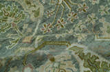Custom Made Gray, Silver and Green Hand Knotted Traditional Large Design wool area rug