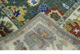 Custom Made Green and Ivory Colorful Hand knotted Traditional Oushak wool Area Rug