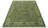 Custom Made Green Hand Knotted Antique Design Traditional Oushak wool area rug