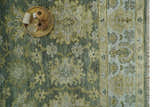 Custom Made Green, Silver and Olive Hand knotted Traditional Oushak Wool Area Rug