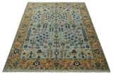 Custom Made Hand Knotted Living Room and Bedroom Rug Rust and Silver Traditional Turkish Style Wool Rug
