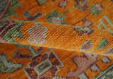 Custom Made Hand Knotted Carrot Red and Silver Oriental Traditional Wool Area Rug