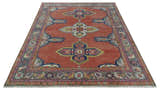 Custom Made Hand Knotted Dark Peach and Silver Traditional Wool Rug