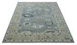Custom Made Hand Knotted Silver and Beige Traditional Oushak Wool Area Rug
