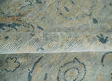 Custom Made Hand Knotted Silver and Blue Traditional Oushak Wool Rug