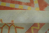 Custom Made Hand Knotted Silver, Peach and Mustard Southwestern wool area rug