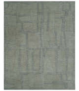 Custom Made Hand Tufted Ivory, Olive and Charcoal Modern Abstract Stripes Design Rug