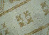 Custom Made Ivory and Olive Traditional Hand Knotted wool Area Rug