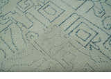 Custom Made Ivory, Beige and Gray Maze Design Hand knotted wool Area Rug