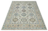 Custom Made Ivory, Peach and Gray Hand knotted Traditional Turkish Design Oushak wool Area Rug
