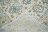 Custom Made Ivory, Peach and Gray Hand knotted Traditional Turkish Design Oushak wool Area Rug