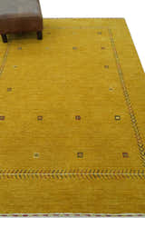 Custom Made Mustard Modern Tribal Design Wool Area Rug
