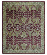 Custom Made Plum and Olive Traditional Dragon Oushak Design Hand knotted wool rug