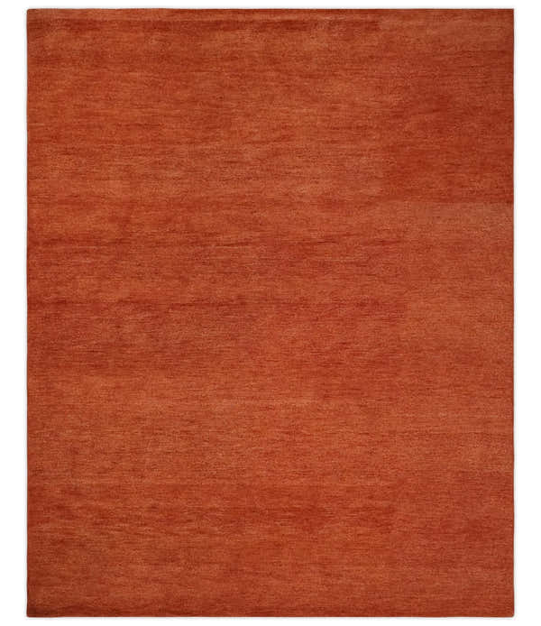 Custom Made Solid Plane Rust Woolen Hand Tufted Multi Size wool Rug