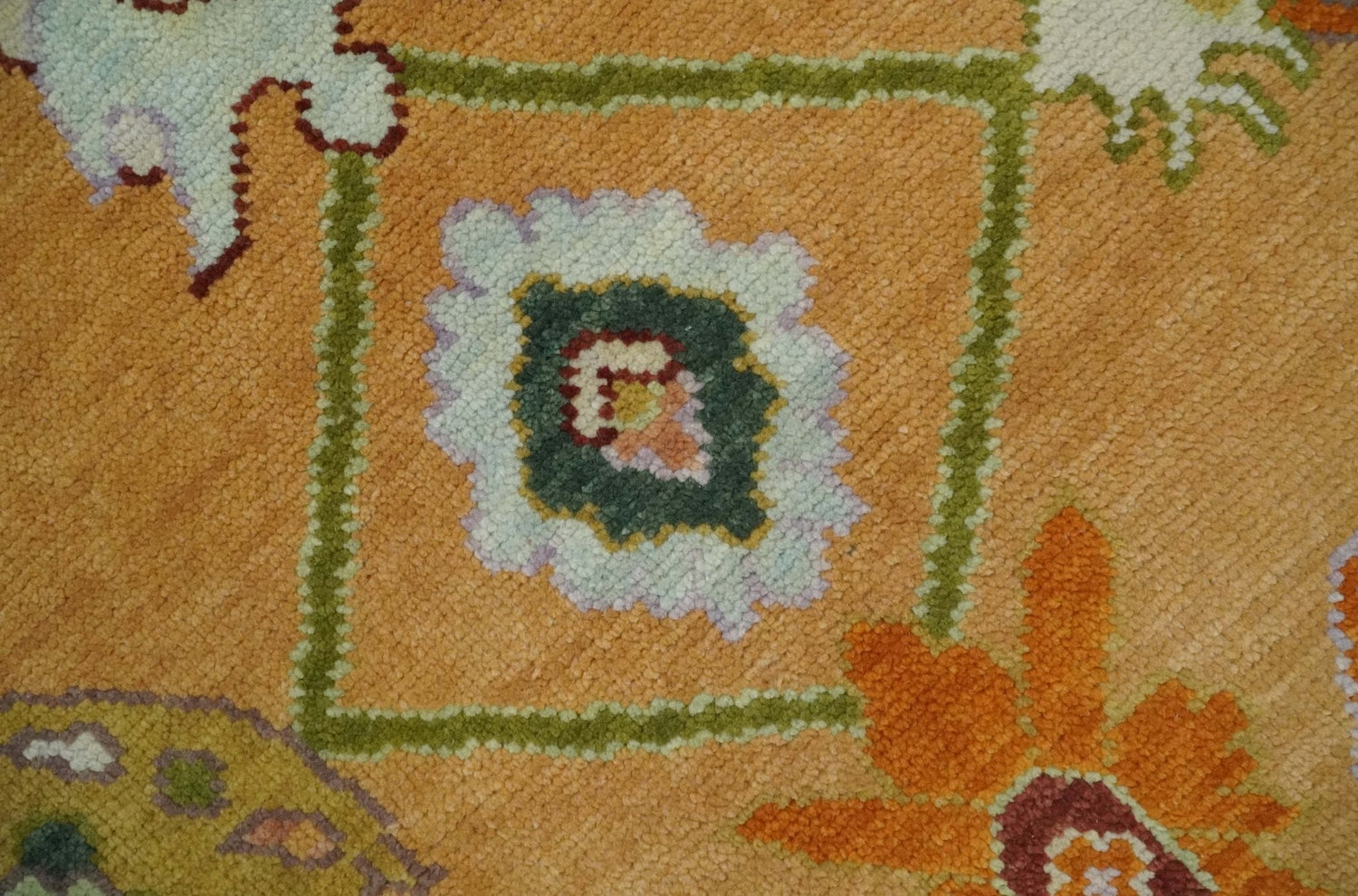 Custom Made Traditional Floral Dark Peach and Ivory Hand knotted Multi Size wool Area Rug