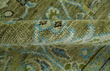 Custom Made Traditional Floral Green and Aqua Hand Knotted wool area rug