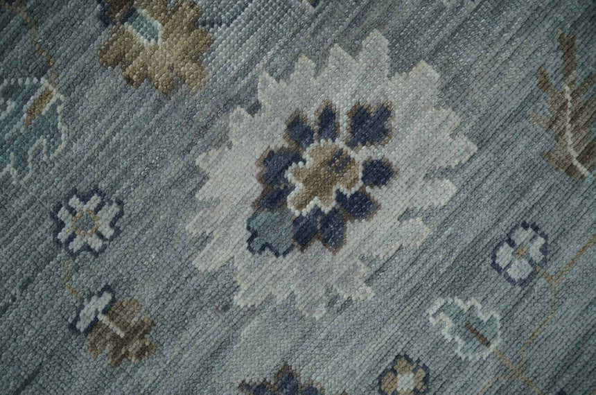 Custom Made Traditional Gray and Brown Multi Size Antique Style Hand knotted Wool Area Rug