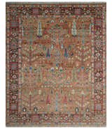 Custom made Tree of Life Brown and Rust Hand Knotted Traditional Oushak Wool Rug