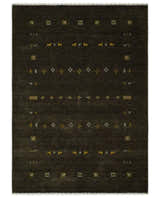 Custom Made Tribal look Greenish-Brown Traditional Hand loom Wool Area Rug