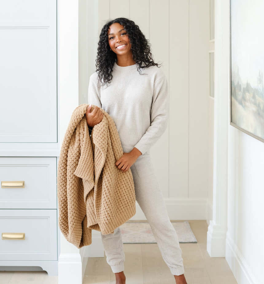 WAFFLE KNIT XL THROW BLANKETS