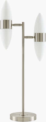 Metallic Nickel Modern Table Lamp with glass details for bedside or console tables